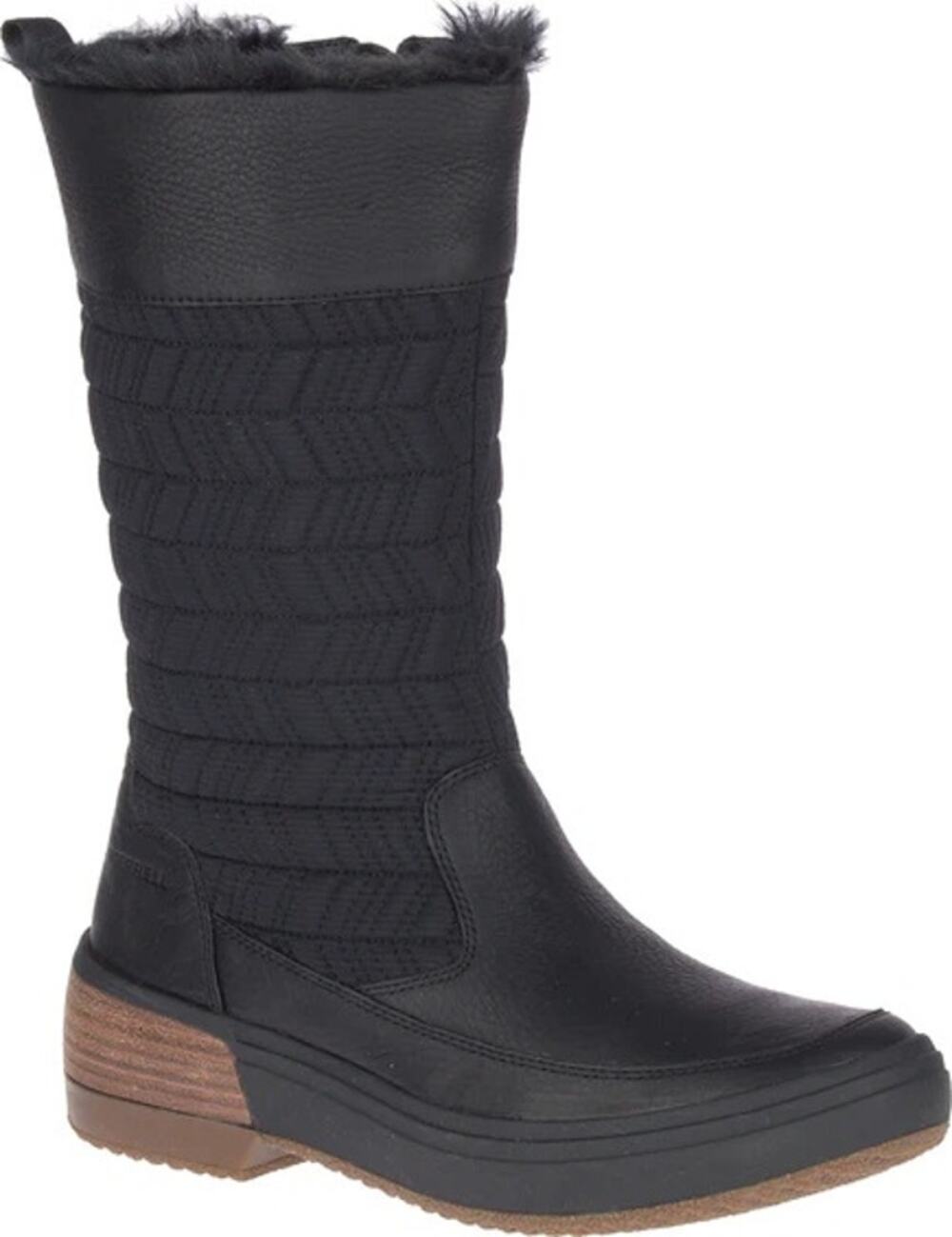 Merrell Haven Polar Zip WP Boots Pull On Waterproof Faux Fur Leather Black 6